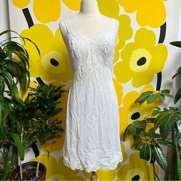 Vintage 1970s Sexy Sheer Lace Panel Liquid Satin Slip Dress Nightgown Lingerie - Picture 6 of 9